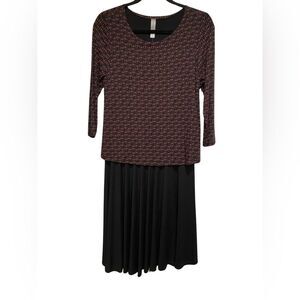 NWT Matti Mamane Layered Knit Midi Dress Black Rust Small